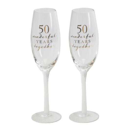 Amore Champagne Flutes Set of 2 - 50th Anniversary