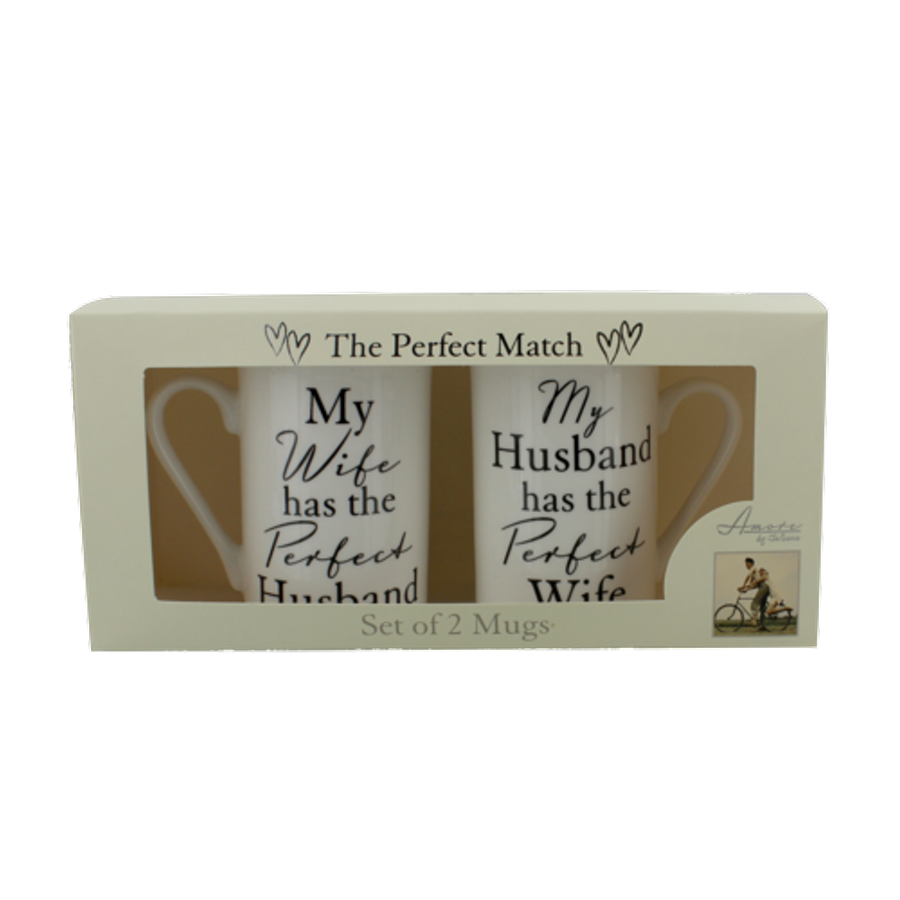 AMORE BY JULIANA® MUG GIFT SET - PERFECT HUSBAND & WIFE