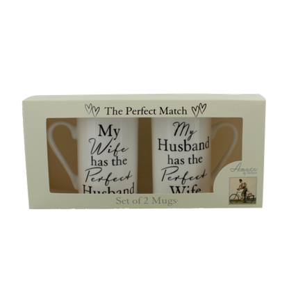 AMORE BY JULIANA® MUG GIFT SET - PERFECT HUSBAND & WIFE